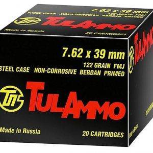 A box of TulAmmo 7.62x39mm Ammunition 122 gr. FMJ